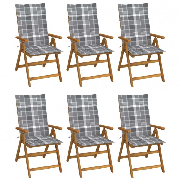 Chaises pliables de jardin 6 pcs avec coussins Bois d'acacia