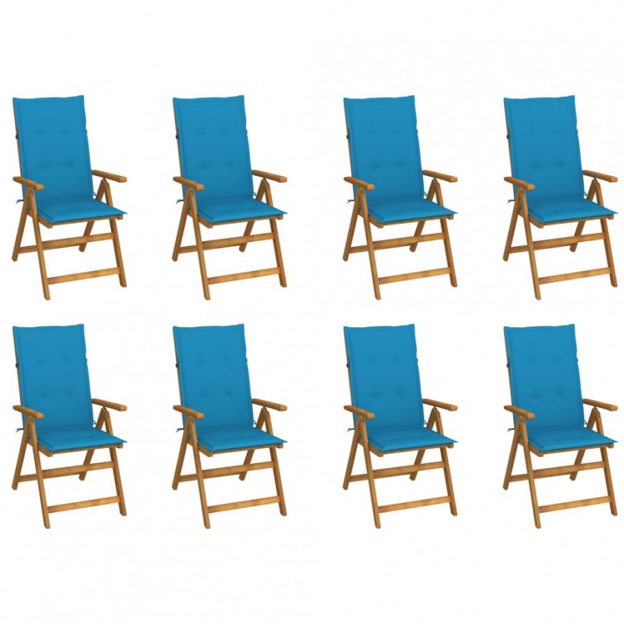 Chaises pliables de jardin avec coussins 8 pcs Bois d'acacia