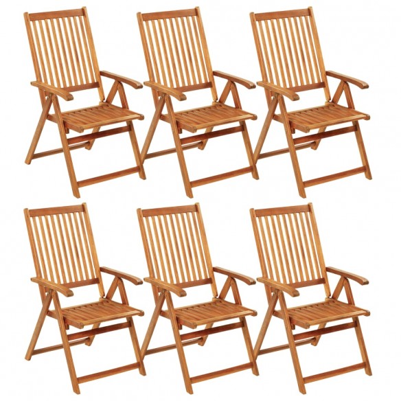 Chaises pliables de jardin 6 pcs avec coussins Bois d'acacia