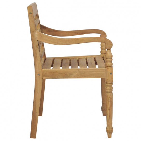 Chaises Batavia 2pcs et coussins bleu clair Bois de teck massif