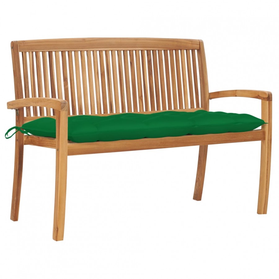 Banc de jardin empilable et coussin 128,5cm Bois de teck massif