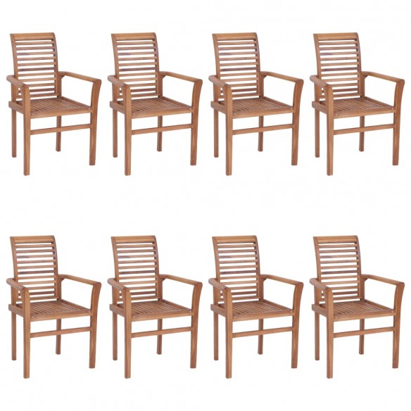 Chaises à dîner 8 pcs avec coussins bleu clair Bois de teck