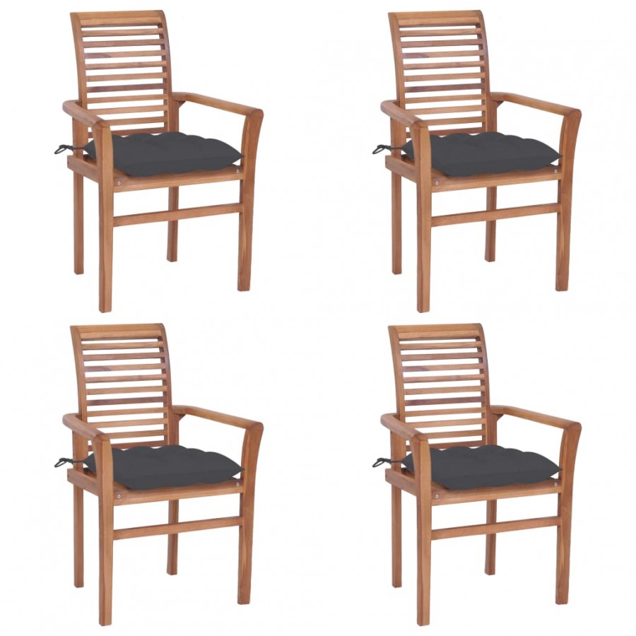 Chaises à dîner 4 pcs avec coussins...