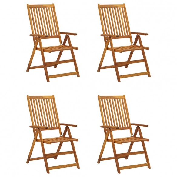 Chaises inclinables de jardin 4 pcs avec coussins Bois d'acacia