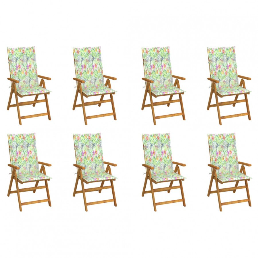 Chaises pliables de jardin avec coussins 8 pcs Bois d'acacia