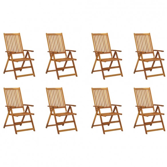 Chaises pliables de jardin avec coussins 8 pcs Bois d'acacia