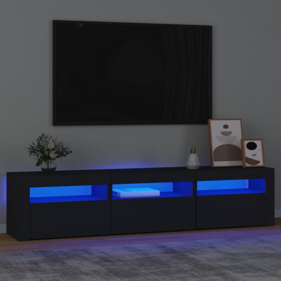 Meuble TV avec lumières LED Noir...