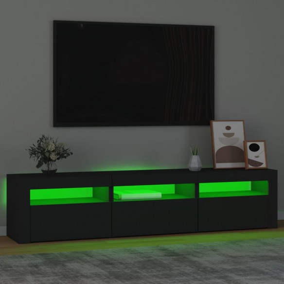 Meuble TV avec lumières LED Noir 180x35x40 cm