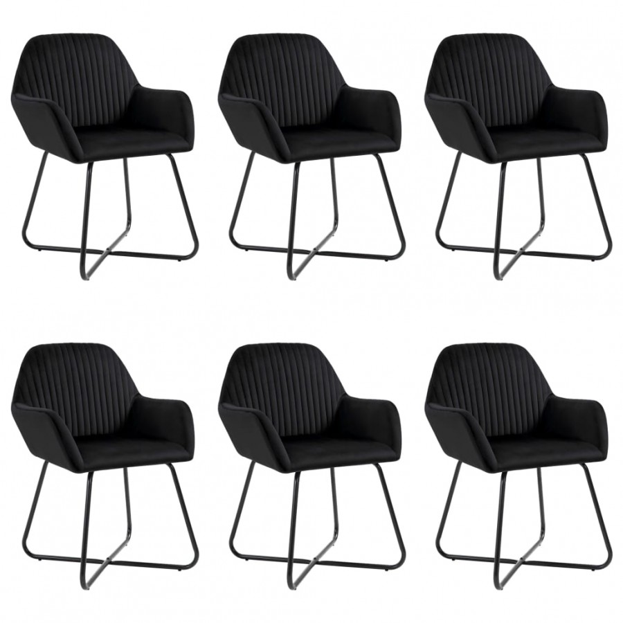 Chaises à manger lot de 6 noir velours