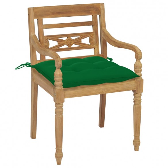 Chaises Batavia avec coussins 4 pcs Bois de teck solide