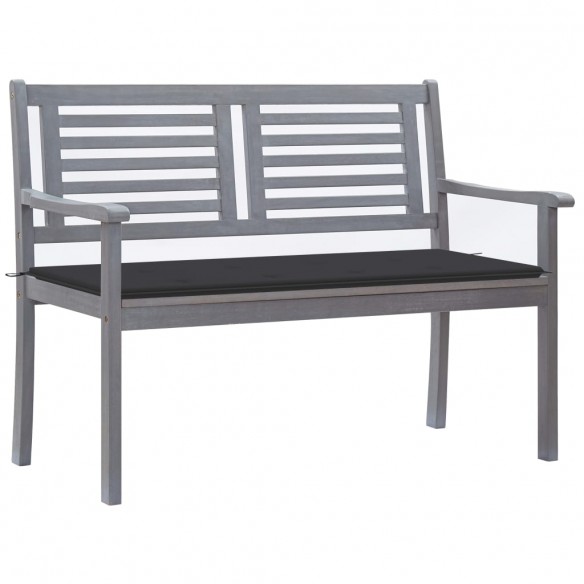 Banc de jardin 2 places avec coussin 120 cm Gris Eucalyptus