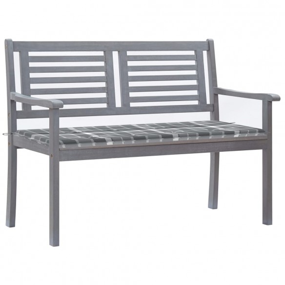 Banc de jardin 2 places avec coussin 120 cm Gris Eucalyptus