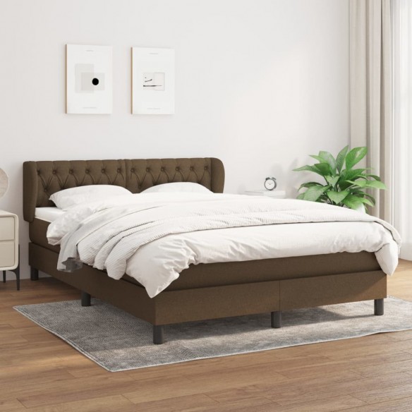 Cadre de lit avec matelas Marron foncé 140x190 cm