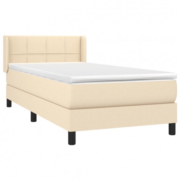 Cadre de lit avec matelas Crème 100x200 cm Tissu