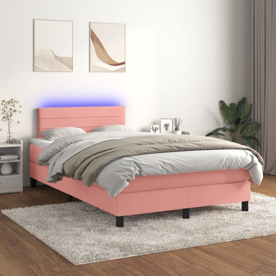 Cadre de lit avec matelas et LED Rose...