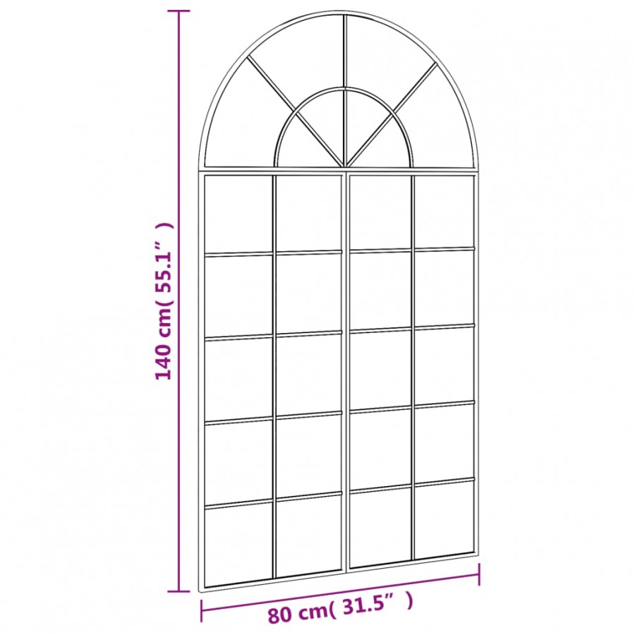 Miroir mural noir 80x140 cm arche fer