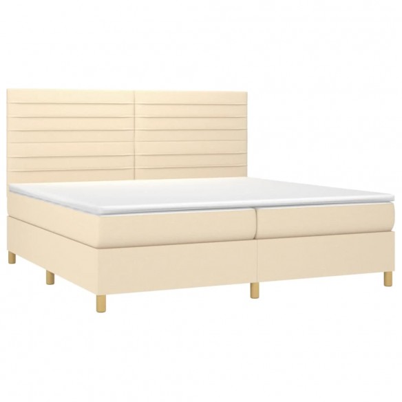 Cadre de lit et matelas et LED Crème 200x200cm Tissu