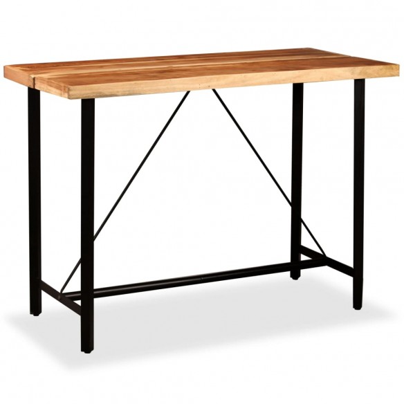 Ensemble de bar 7 pcs Bois d'acacia massif et cuir véritable