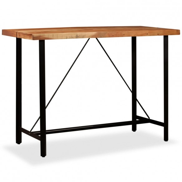 Ensemble de bar 7 pcs Bois d'acacia massif et cuir véritable