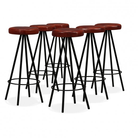 Ensemble de bar 7 pcs Bois d'acacia massif et cuir véritable