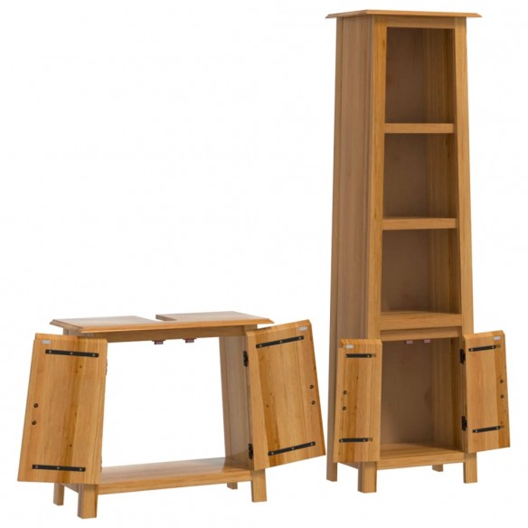 Ensemble de meubles de salle de bain 2 pcs bois de pin massif