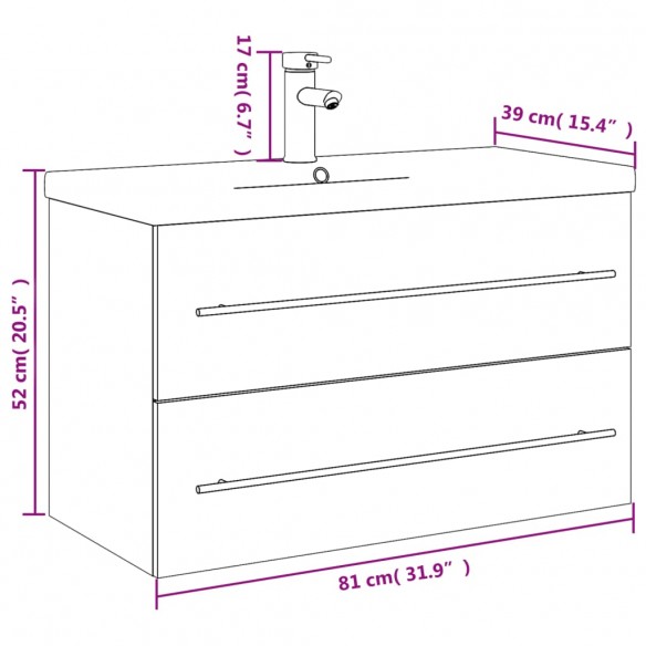 Armoire lavabo de salle de bain bassin intégré blanc brillant