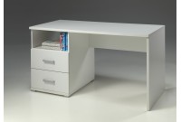 Bureau blanc avec 2 tiroirs et espace rangement