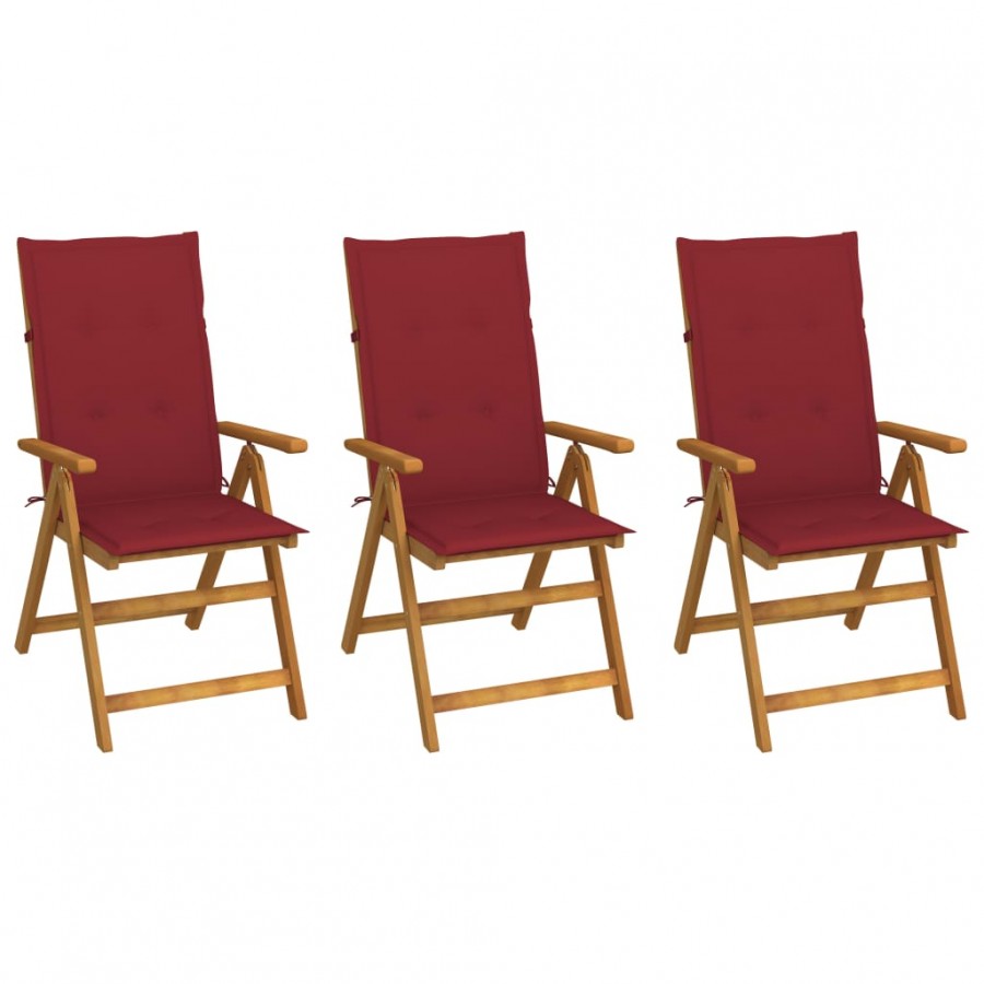 Chaises pliables de jardin 3 pcs avec...