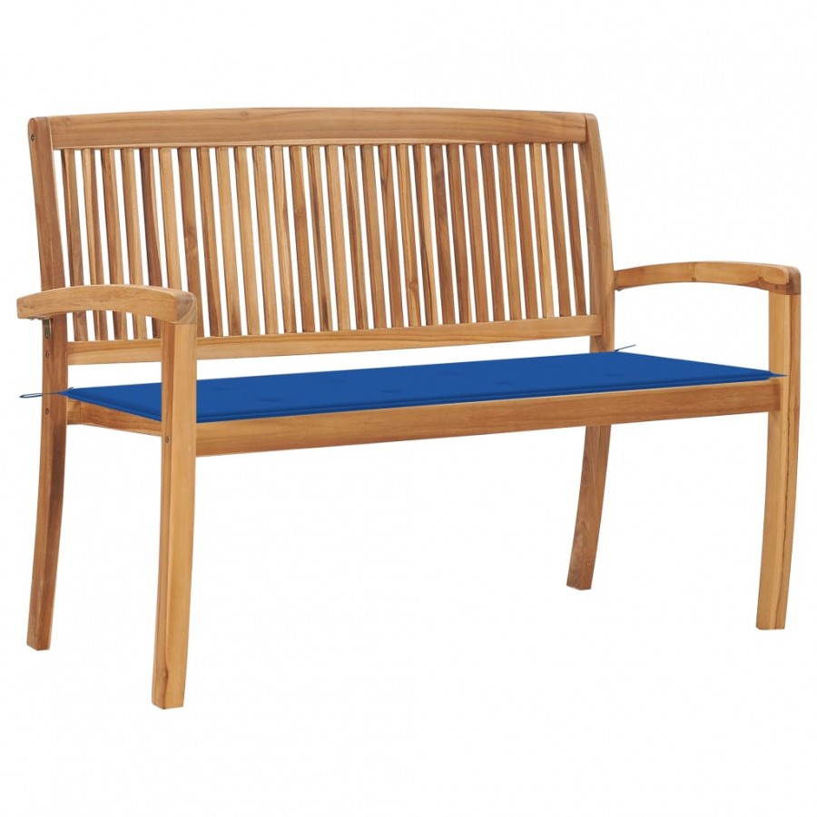 Banc de jardin empilable et coussin 128,5cm Bois de teck massif