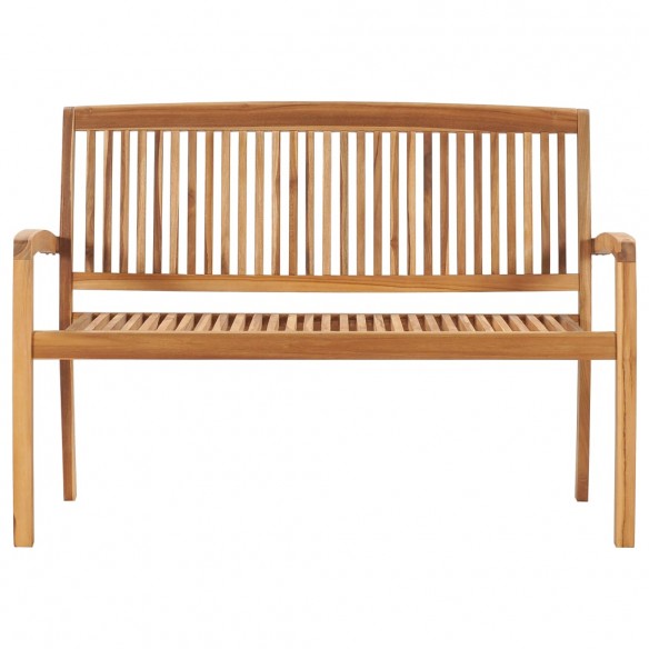 Banc de jardin empilable et coussin 128,5cm Bois de teck massif