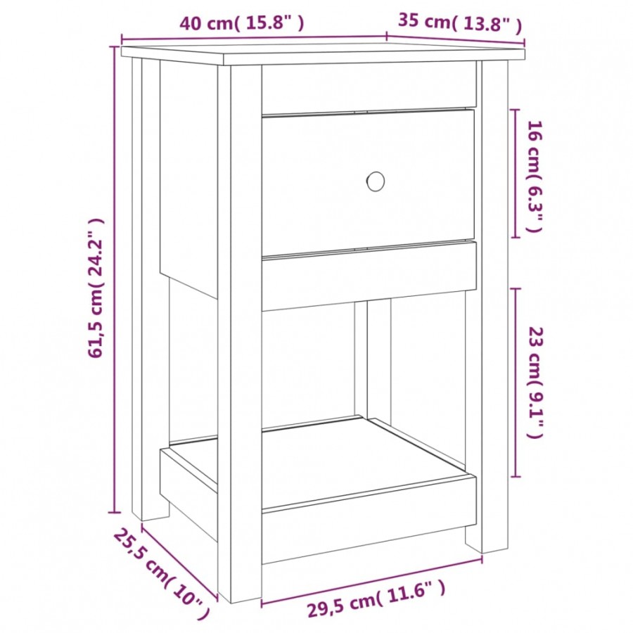 Tables de chevet 2 pcs 40x35x61,5 cm Bois de pin massif
