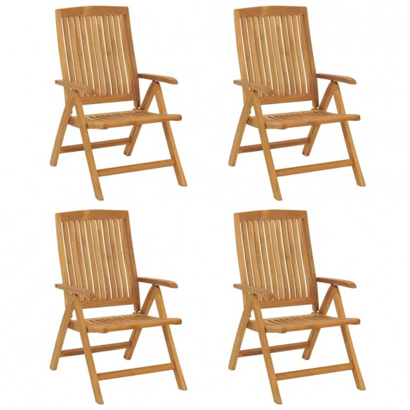 Chaises de jardin inclinables 4pcs et coussins bois massif teck