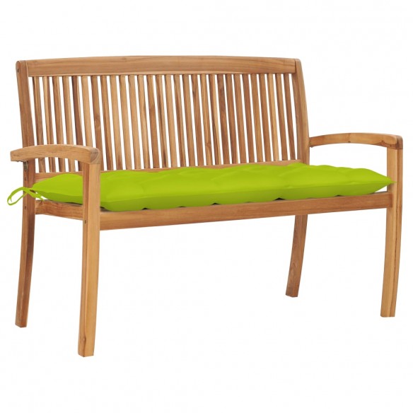 Banc de jardin empilable et coussin 128,5cm Bois de teck massif