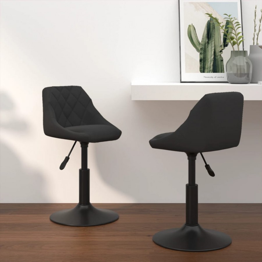 Chaises pivotantes de salle à manger 2 pcs Noir Velours