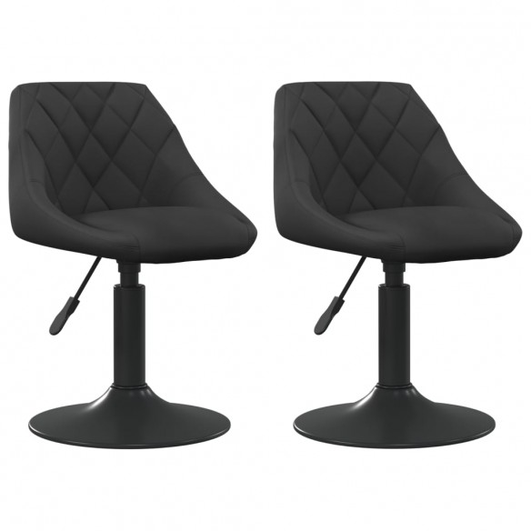 Chaises pivotantes de salle à manger 2 pcs Noir Velours