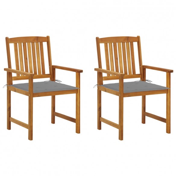 Chaises de jardin avec coussins 2 pcs Bois d'acacia massif