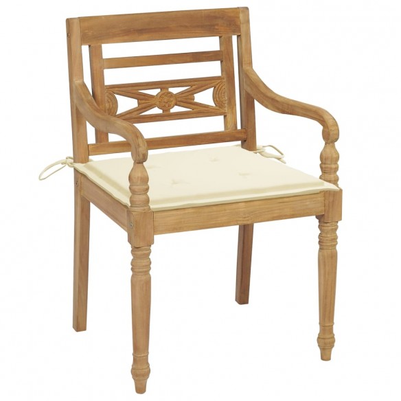 Chaises Batavia avec coussins 8 pcs Bois de teck solide