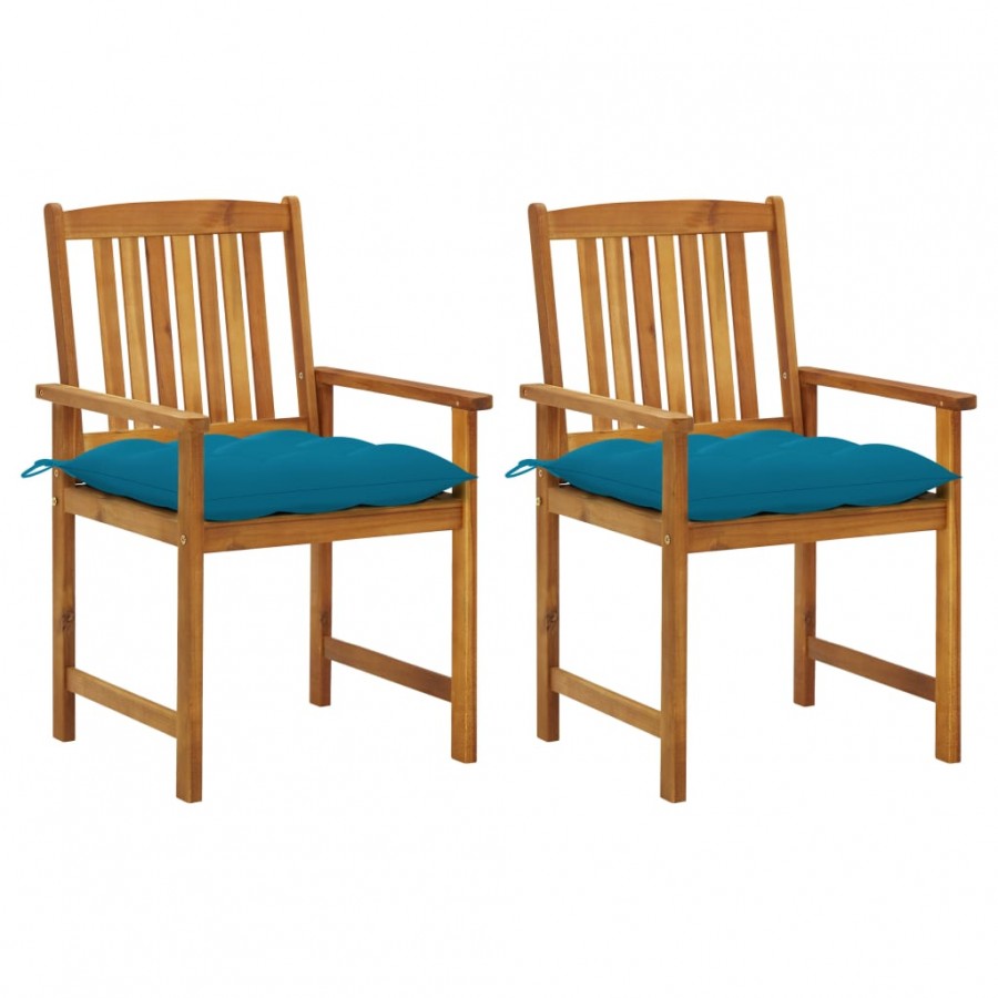 Chaises de jardin avec coussins 2 pcs Bois d'acacia massif