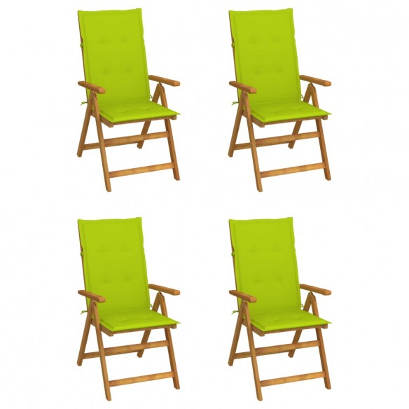 Chaises inclinables de jardin 4 pcs avec coussins Bois d'acacia