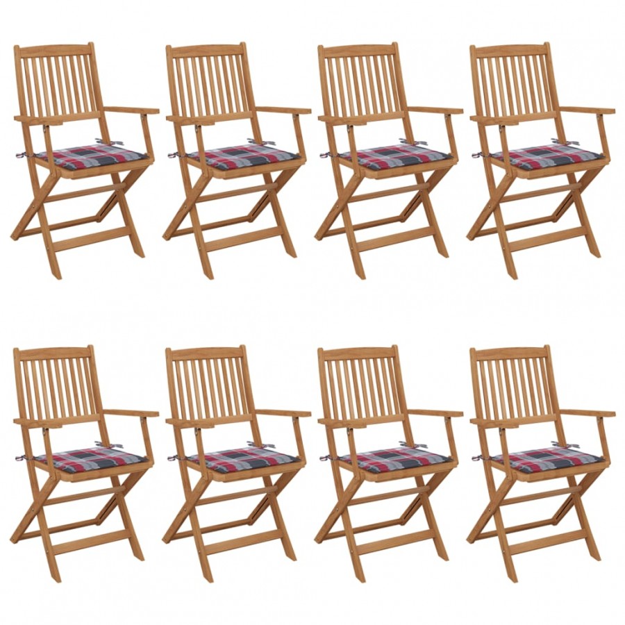 Chaises pliables de jardin 8 pcs avec...