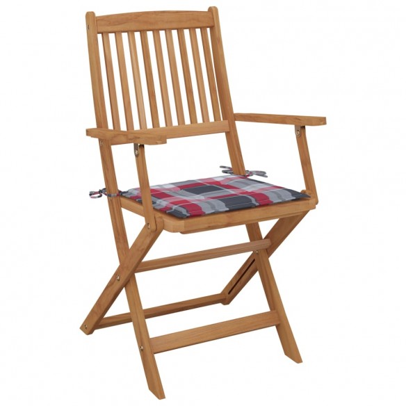 Chaises pliables de jardin 8 pcs avec coussins Bois d'acacia