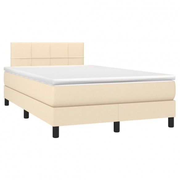 Cadre de lit avec matelas Crème 120x200 cm Tissu