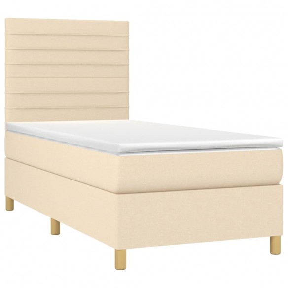 Cadre de lit avec matelas Crème 100x200 cm Tissu