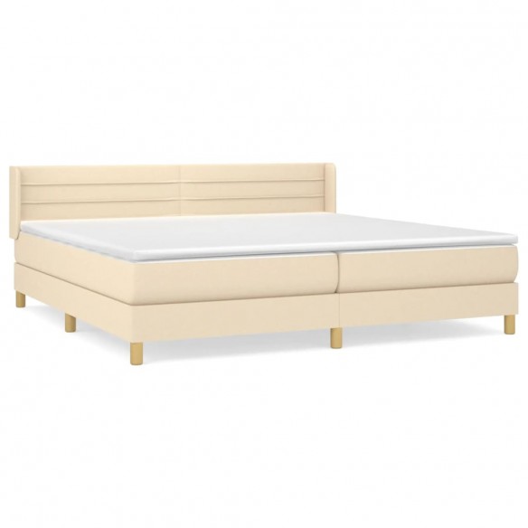 Cadre de lit avec matelas Crème 200x200 cm Tissu