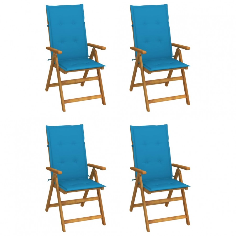 Chaises inclinables de jardin 4 pcs avec coussins Bois d'acacia