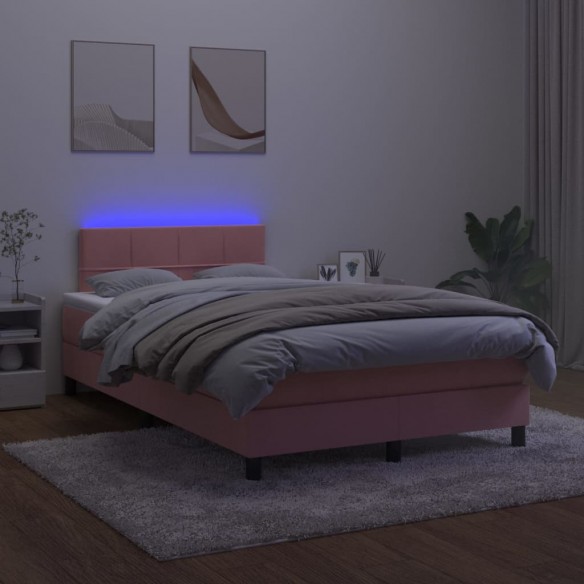 Cadre de lit avec matelas et LED Rose 120x200 cm