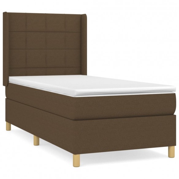 Cadre de lit avec matelas Marron foncé 90x200 cm