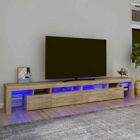 Meuble TV avec lumières LED Chêne sonoma 260x36,5x40 cm