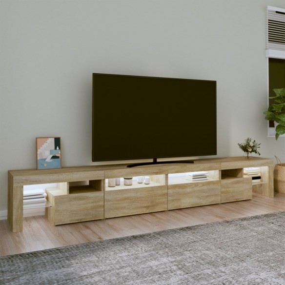 Meuble TV avec lumières LED Chêne sonoma 260x36,5x40 cm