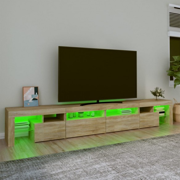 Meuble TV avec lumières LED Chêne sonoma 260x36,5x40 cm